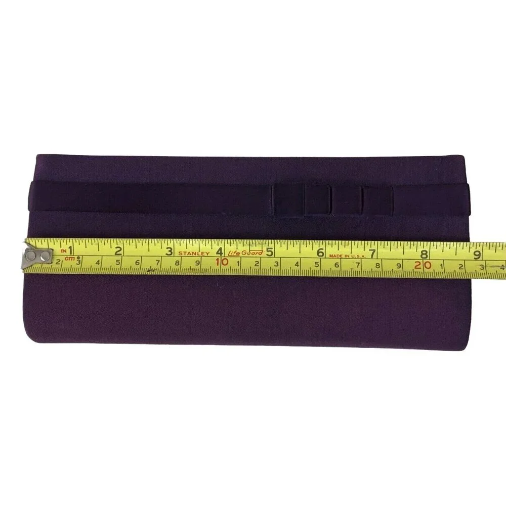 Vintage Touch Ups Purple Satin Clutch Purse w/ Gold Chain Shoulder Strap - Picture 12 of 12
